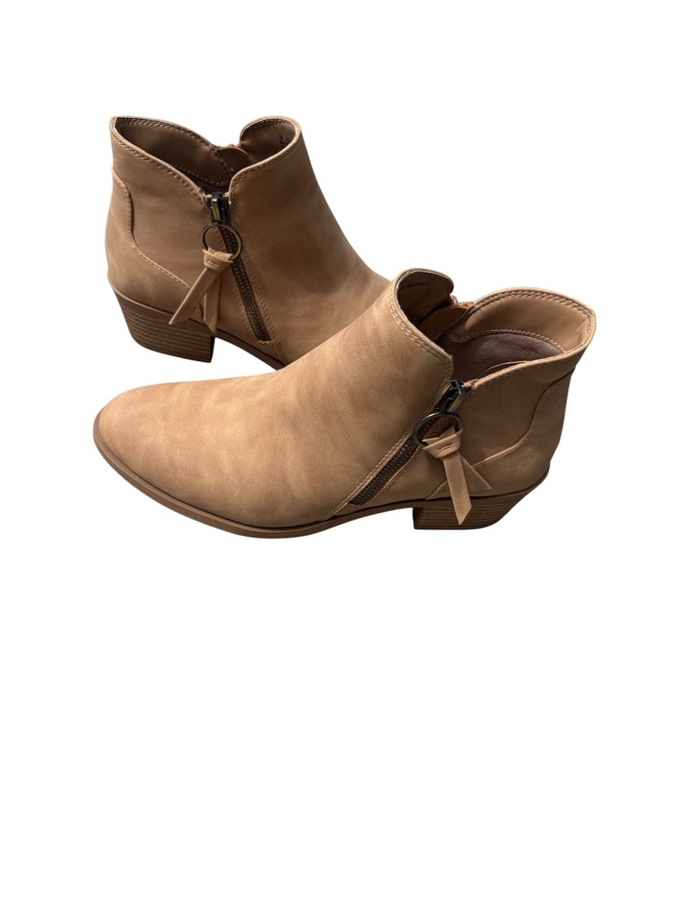 Arizona Jean Company Light Brown Ankle Booties with Side Zips